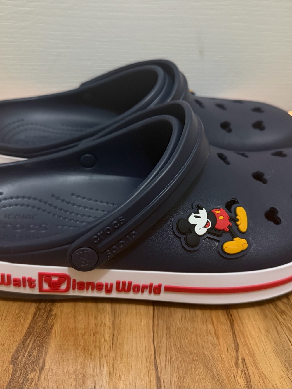 CROCS CROCBAND UNISEX Navy Mickey Mouse Clogs with Red & Yellow Accent